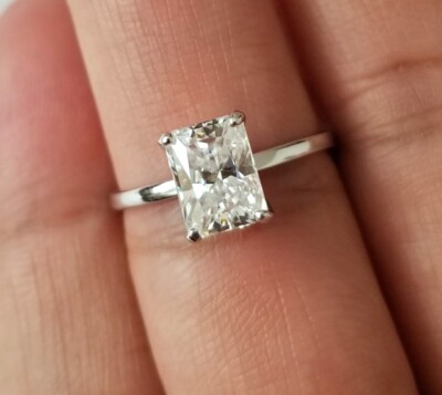 2.30 Carat Radiant Cut Moissanite Solitaire Ring CHARLES & COLVARD