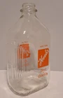 Vtg. Hood's Half Gallon Glass Milk Bottle Orange Square Logo 10 1/4x5x4