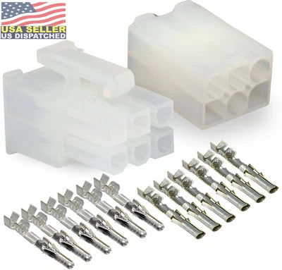 6 Pins .093" Molex Connector Lot, 3 Matched Set,18-22 AWG, Free Hanging, w/LOCK