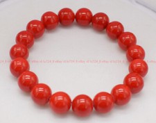 6/8/10/12/14mm Natural South Sea Red Coral Round Gemstone Beads Bracelet 7.5"