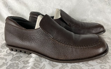 Mocasín BRUNO MAGLI Curtis para hombre talla 9,5 M cuero marrón guijarro piel de ciervo ST45