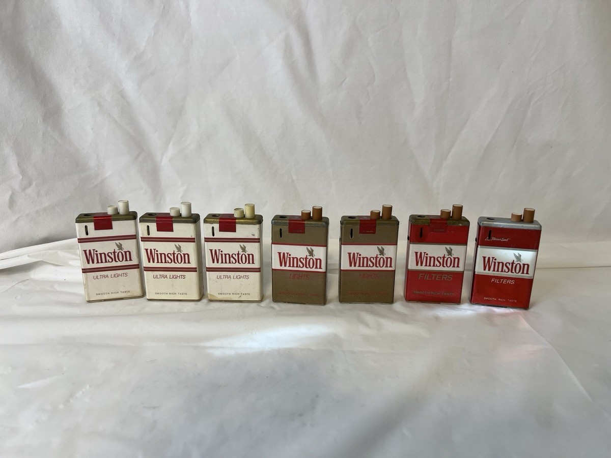 cigarette lites 7 Vintage Winston Filters + Magna Lites Cigarette Packs Shaped Lighters (as  is)