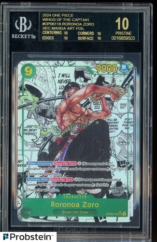 2024 One Piece Wings of Captain OP06118 Roronoa Zoro Manga BGS 10 BLACK LABEL
