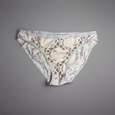 Vintage Victorias Secret Bikini White Roses Panty Size M