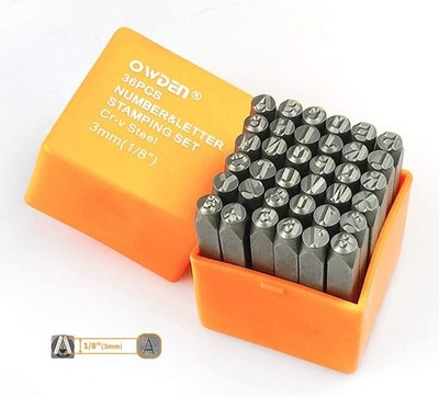 New 36Pc Steel Metal Stamping Tool Set 1/8  3mm Steel Number Letter Punch Set Al