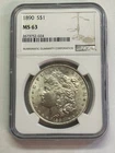 1890 Morgan Silver Dollar-NGC MS 63- BU UNC