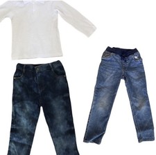 Boys Size 5 White Long Sleeve Polo & Blue Den...