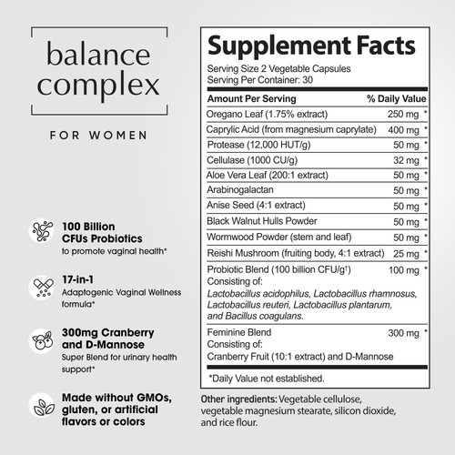 Balance Complex 17-in-1 Vaginal Health 100 Billion Probiotics for Women pH Ba... - Picture 7 of 8