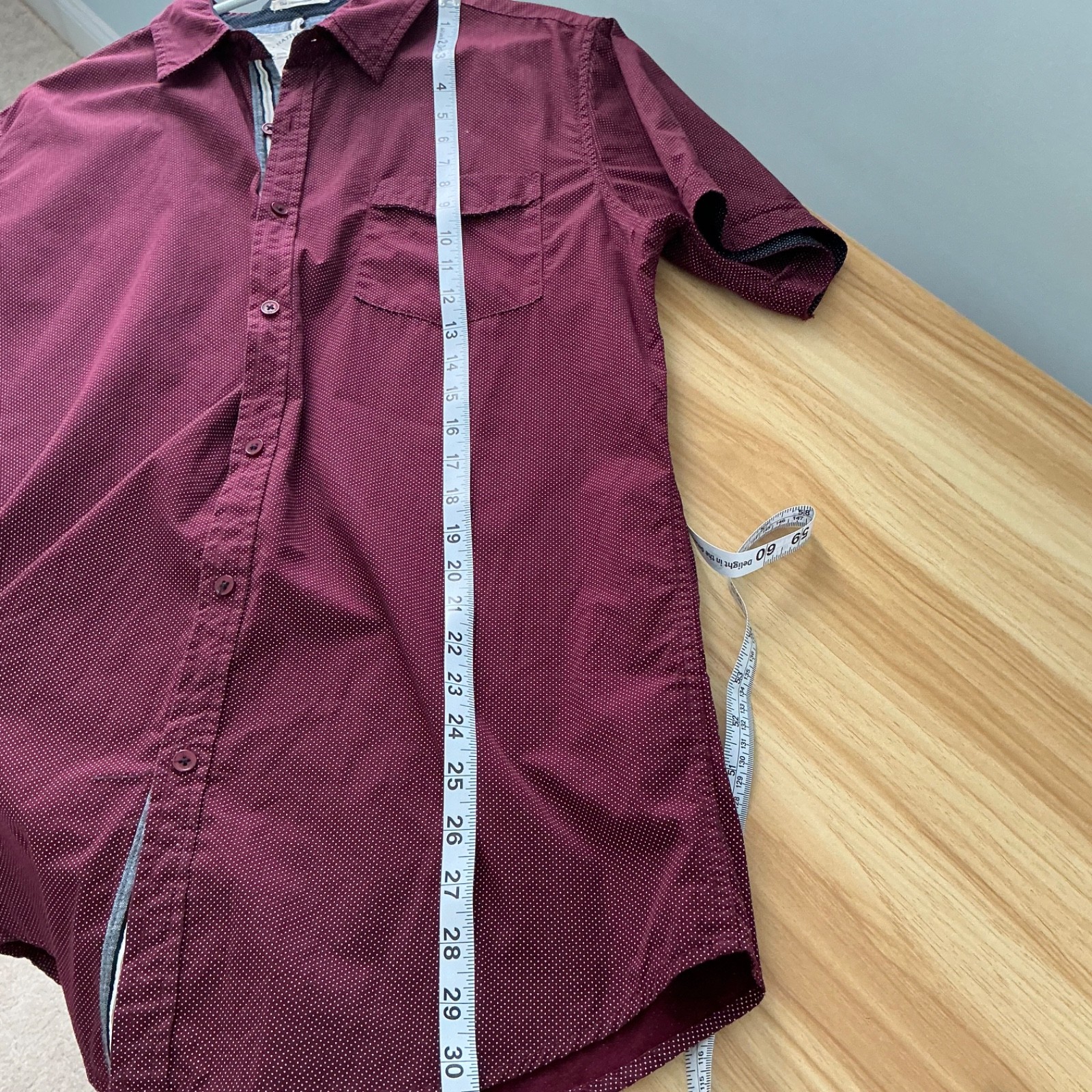 Native Code Button Up Shirt  Maroon Grey Print Me… - image 4