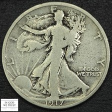 1917 S Reverse Mintmark Walking Liberty Silver Half Dollar 50C REV MM