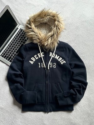 Abercrombie Fitch If6Was9 LGB Style Y2K Faux Fur Zip Up Hoodie Size XS