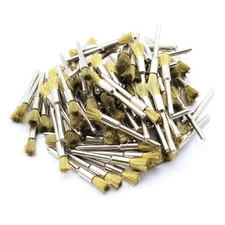 TMAX 100 pc Brass 1/4" Pen Wire Brush Wheel, 1/8" Shank for Dremel  and Others