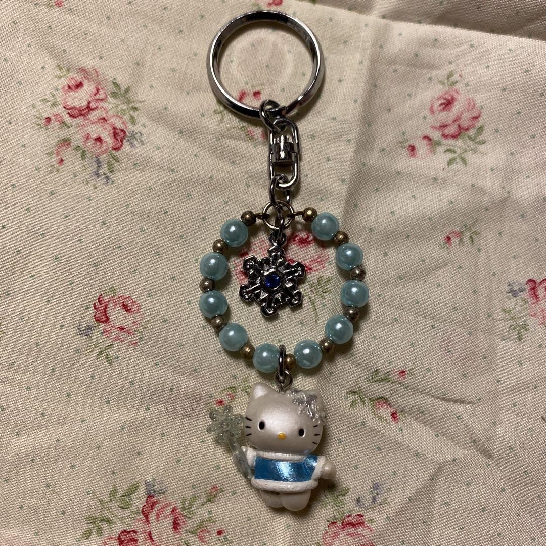 Hello Kitty Mini Ring Keychain Snow Fairy Winter 1999 Vintage Collectible
