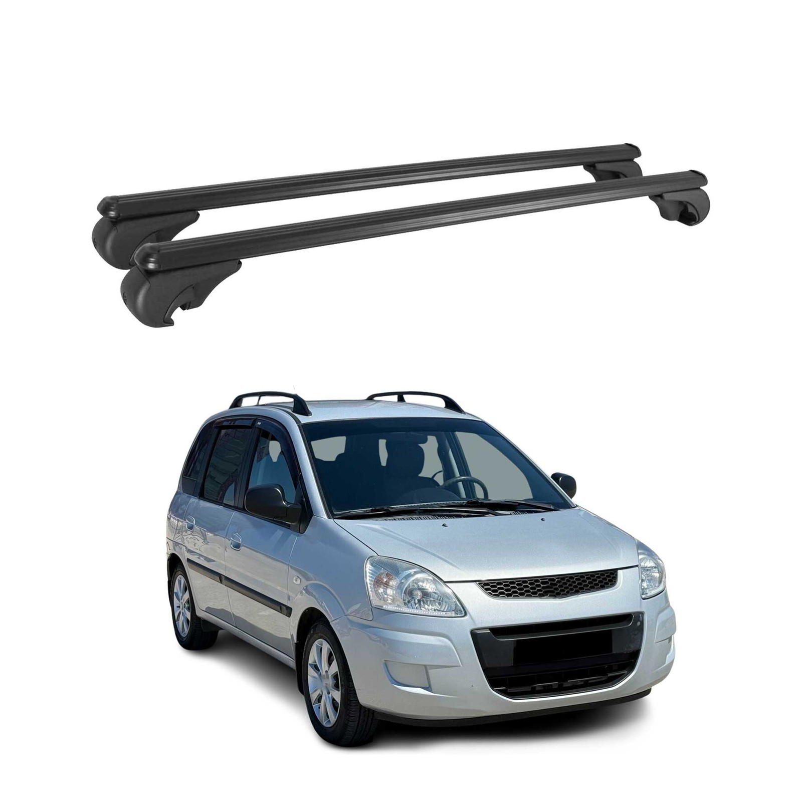 Barres de toit anti-sifflement en alu noir pour Hyundai Matrix 2001-2010