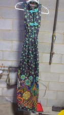 Early 1970s Oscar de la Renta Floral Printed Halter Dress w Crossed Strap vin 8