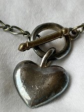 Vintage  Sterling Silver  Puffy Heart Charm w...