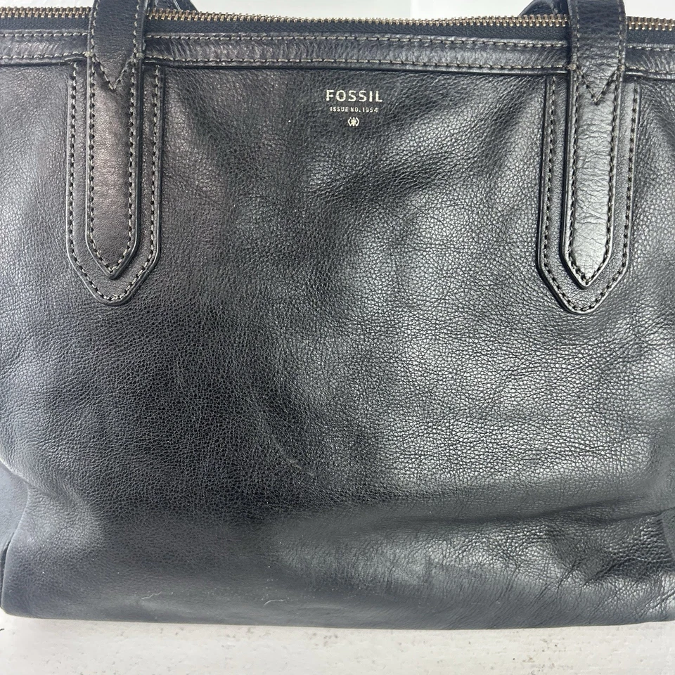 Fossil Sydney Black Leather Large Tote Bag Purse Handbag Double Strap - Image 2 of 4
