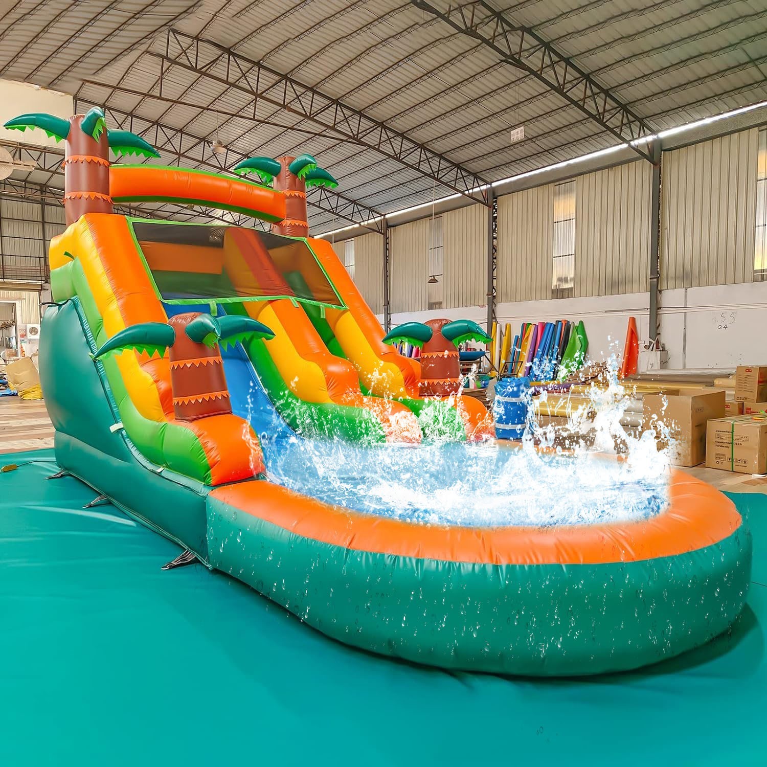 21FT Commercial Inflatable Bounce House Tropical Water Slide Combo Outdoor Yard