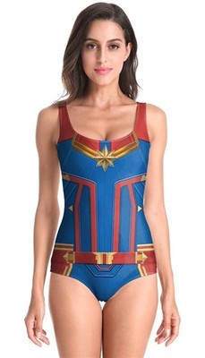NWT Captain Marvel XL Superhero Carol Danvers 1PC Swimsuit 119021