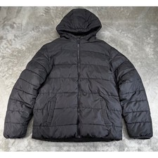 Swiss Tech Puffer Jacket Kids XXL 18 Black Excellent Hooded Fleece Lined Quilted
