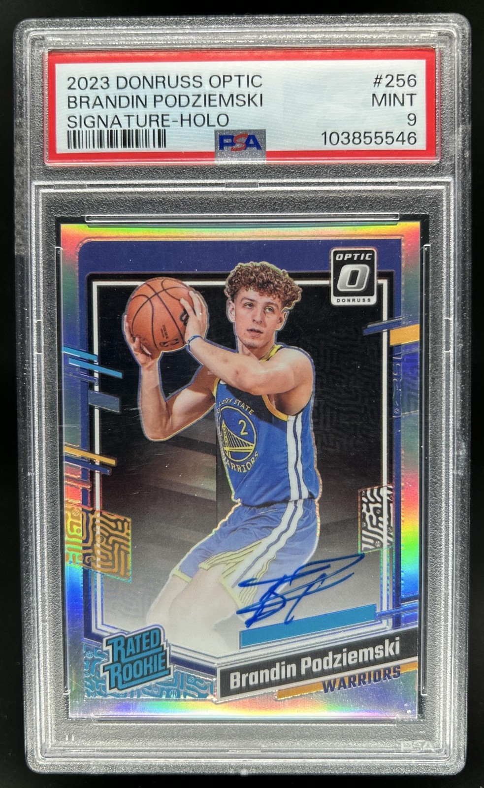 2023-24 Donruss Optic Brandin Podziemski Rated Rookie Holo RC Auto #256 PSA 9