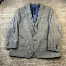 Hart Schaffner Marx Jacket Mens 48R Gray Windowpane New York Fit Blazer