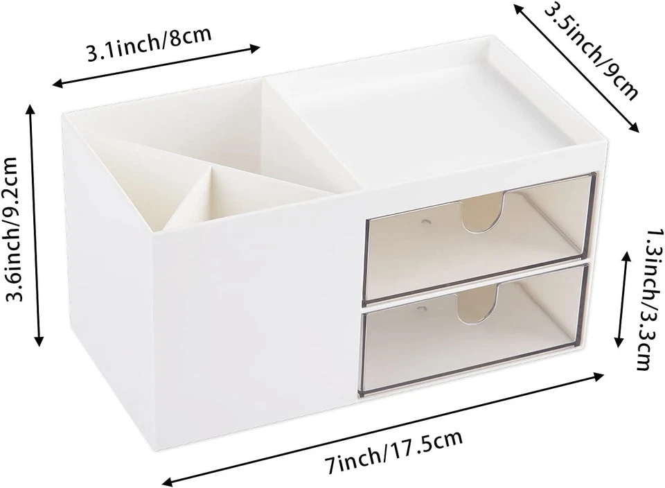 Office Desk Organizer with drawer, Pen/Pencil/Mobile/Stationery Holder (White) - Image 4 of 4
