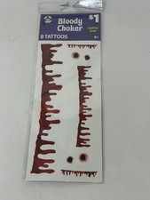 Halloween Bloody Choker Temporary Tattoos Fake Blood Neck Wound Costume 8 Count