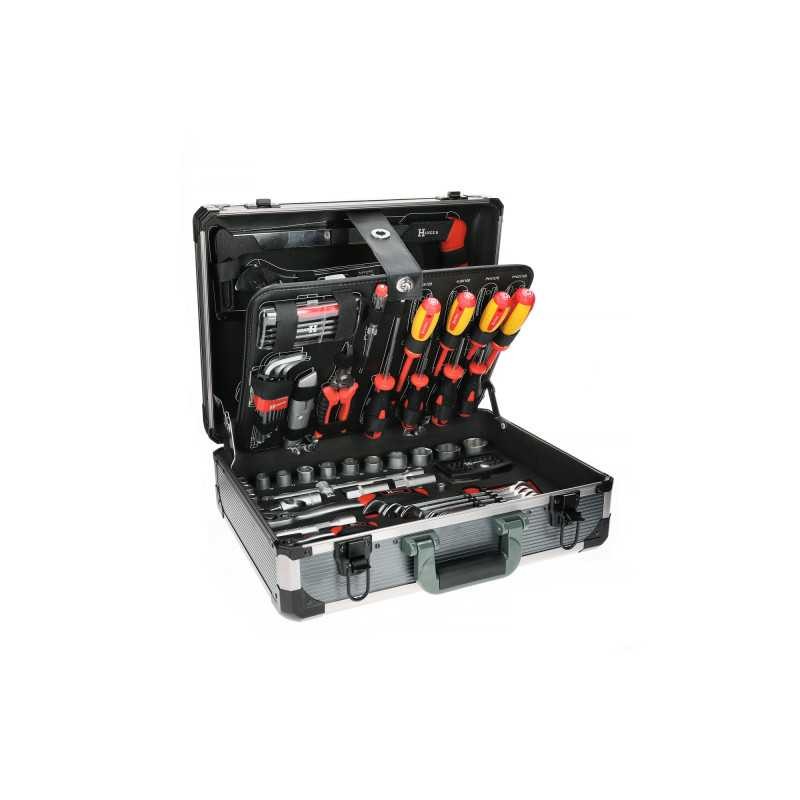 Mallette de 121 outils HANGER 251009 coffret douilles cliquets clés pour atelier mécanique