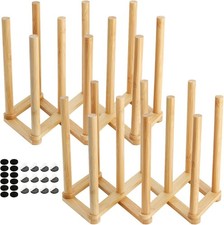 2 Pack Wooden Bottle Drying Rack Retractable Bamboo Dish Drying Rack Plastic Bag