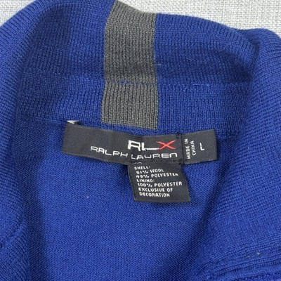 RLX Ralph Lauren Golf Henley Wool Blend Men's Large Blue 1/4 Zip