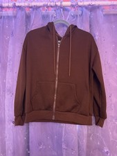 Brown Full Zip Fleece Women's Hoodie with Pockets Hooded Long Sleeve Casual