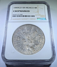 NGC Chopmarks 1880 Mexico Silver 8 Reales Genuine 1800's Libertad Dollar 8R Coin