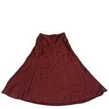 Ladies Cider Burgundy Satin Look Skirt Size Small 