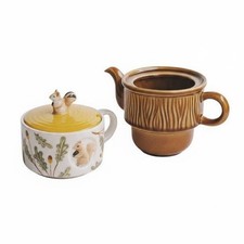 Squirrel Teapot and Cup Whimsical Forest Motif for Cozy Afternoons