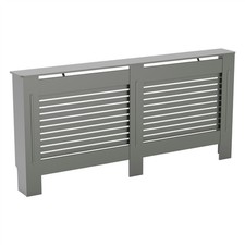 Image of White Radiator Cover Shelf Cabinet Grey Modern MDF Wood Slat Grill Furniture