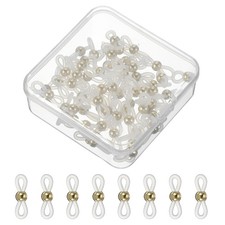Eyeglass Chain End 60Pcs, Round Chain Connector with Small Box White/Gold