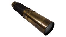 Antique 19thC Brass 3-Draw Marine Telescope Spyglass Woven Grip Working Optics
