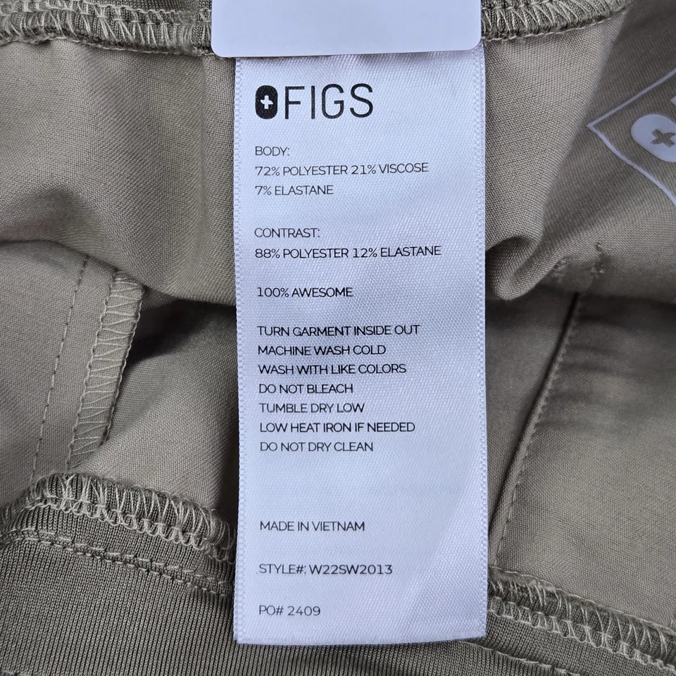 Pantalones Médicos FIGS Mujer L Marrón Yola Ajustados PO#2409 29" Entrepierna Foto 2 de 4