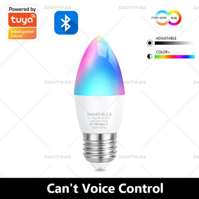 Tuya Smart Wifi Bluetooth Led Candle Light Bulb AC220V E27 E14 RGB Colorful Lamp
