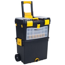 Portable Toolbox With Wheels - Stackable Tool Chest Drawers - 0 Black