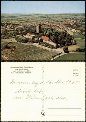Sulzfeld am Main Luftaufnahme Luftbild Restaurant Burg Ravensburg 1971