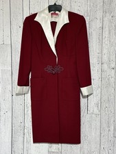 Oscar De La Renta  Vintage style Red Coat Dress With White Collar & Cuffs Sz 6