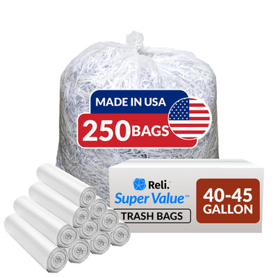 Reli. 40 To 45 Gallon Trash Bags Heavy Duty 250 Trash Bags Super Sizeable Clear