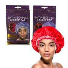 LOT OF 2 Donna Collection Premium Satin Bonnet And Sleep Cap RED
