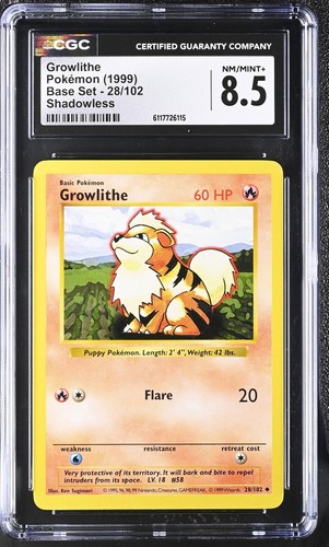 Growlithe (Shadowless) graded CGC 8.5 for sale on eBay