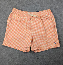 Polo Ralph Lauren Swim Shorts Men XL Gingham Plaid Preppy Retro Lined Beach Logo