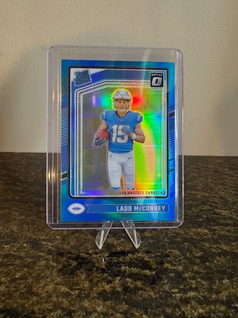 Ladd McConkey 2024 Panini Donruss Optic Rated Rookie #266 Aqua Prizm /299 (RC)