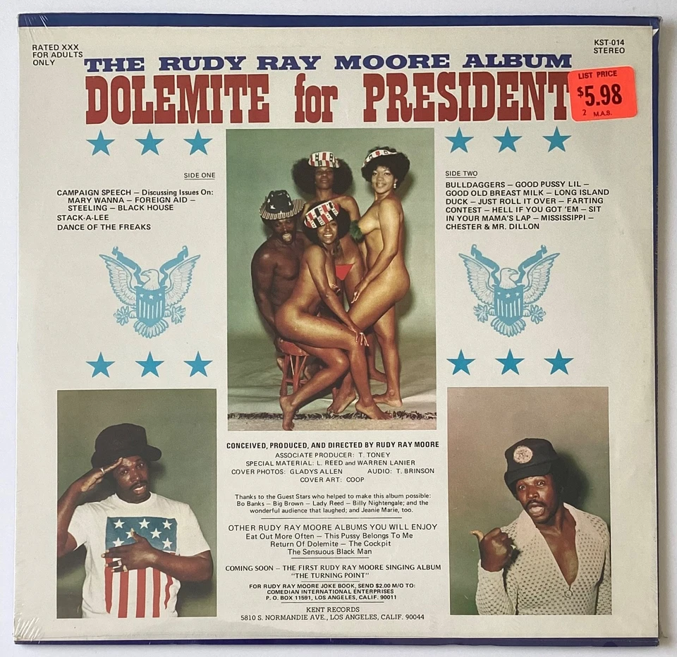 RUDY RAY MOORE ~ Dolemite For President *SEALED* Orig 1972 XXX Comedy NUDE LP - Image 2 of 4