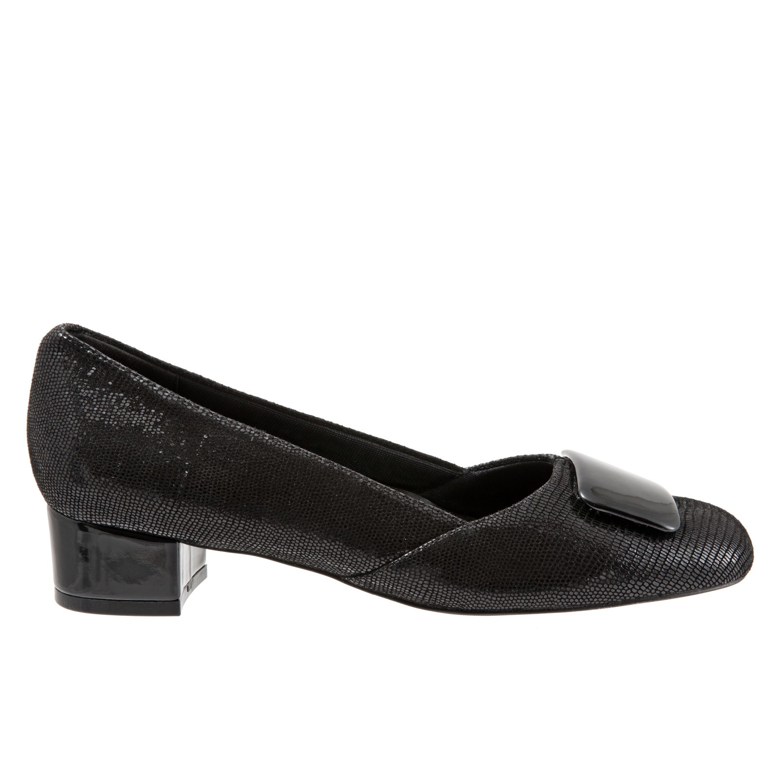 Trotters Delse T1852-008 Womens Black Narrow Leather Pumps with Heels